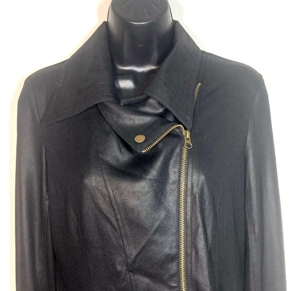 Clara Sun Woo S Moto Jacket Liquid Leather faux leatherPolyester Stretch Black - Picture 2 of 11
